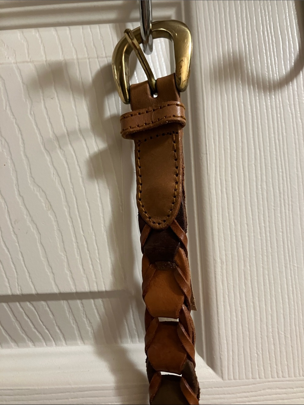 St. John's Bay vintage Hippie Braided Xl Leather Belt with Brass Buckle - Brown